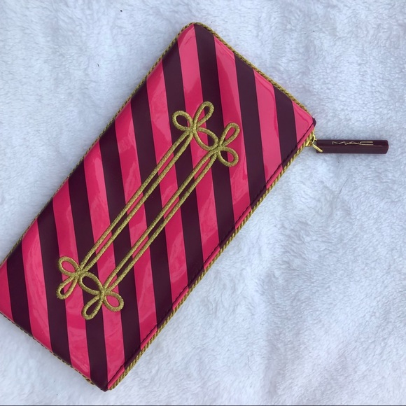 M·A·C Cosmetics Pink & Purple Striped Marching Band Epaulet Makeup Bag Pouch - Picture 2 of 4